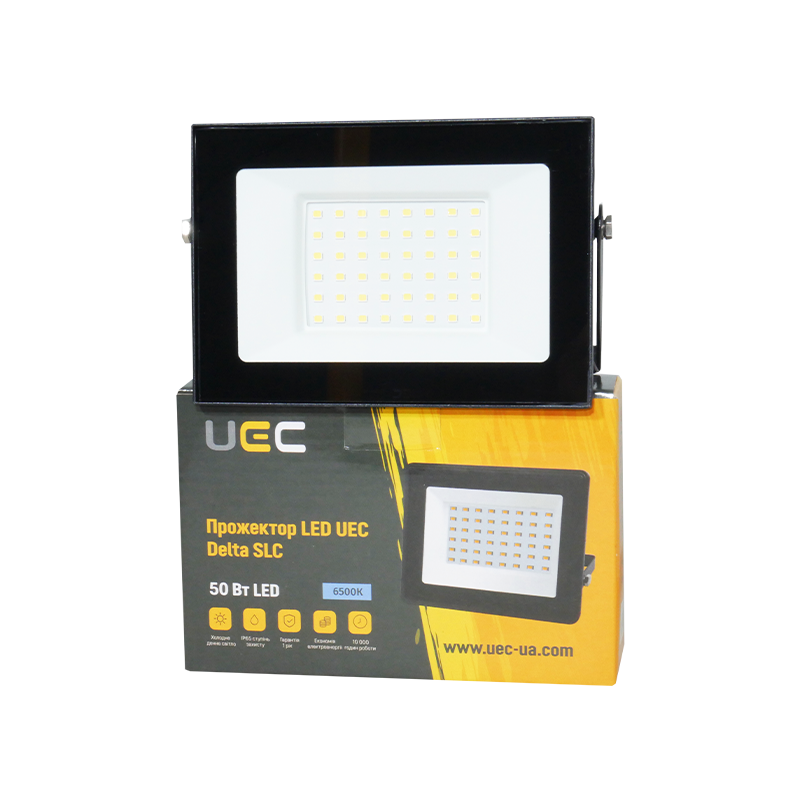 Прожектор LED 50W 230V 4000lm 6500K 148x116x30mm чорний [SLC-50-IP65-0-B] Delta SLC UEC
