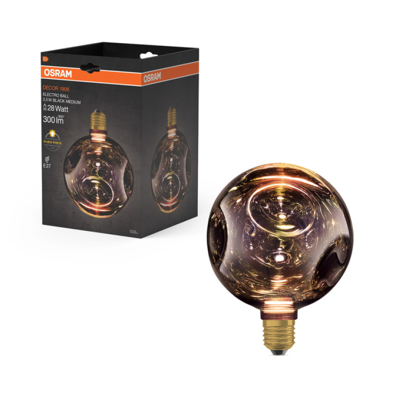 Лампа LED 3,5W 230V 300lm 2700K E27 150x190mm [4099854607370] Flat Décor Medium Black Osram