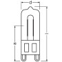 Лампа галогенная 25W 220V 260lm 2700К G9 43x14mm капсула [4008321703552] OSRAM 66725 halostar oven