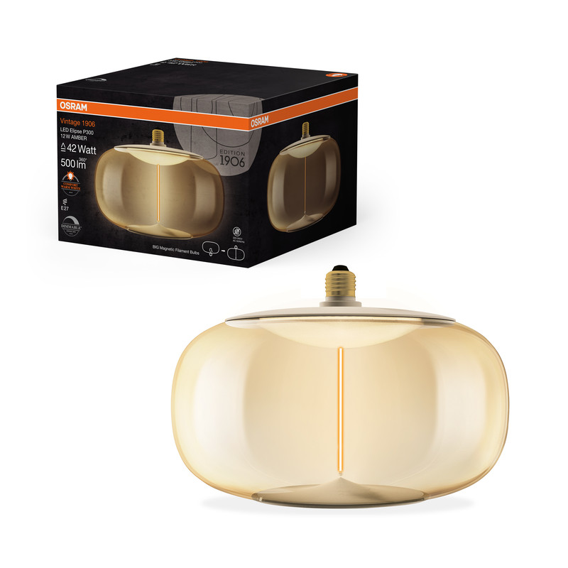 Лампа світлодіодна вінтажна 12W 220V 500lm 1800K E27 DIM 300x210mm філаментна [4058075836242] OSRAM Vintage 1906 LED Big