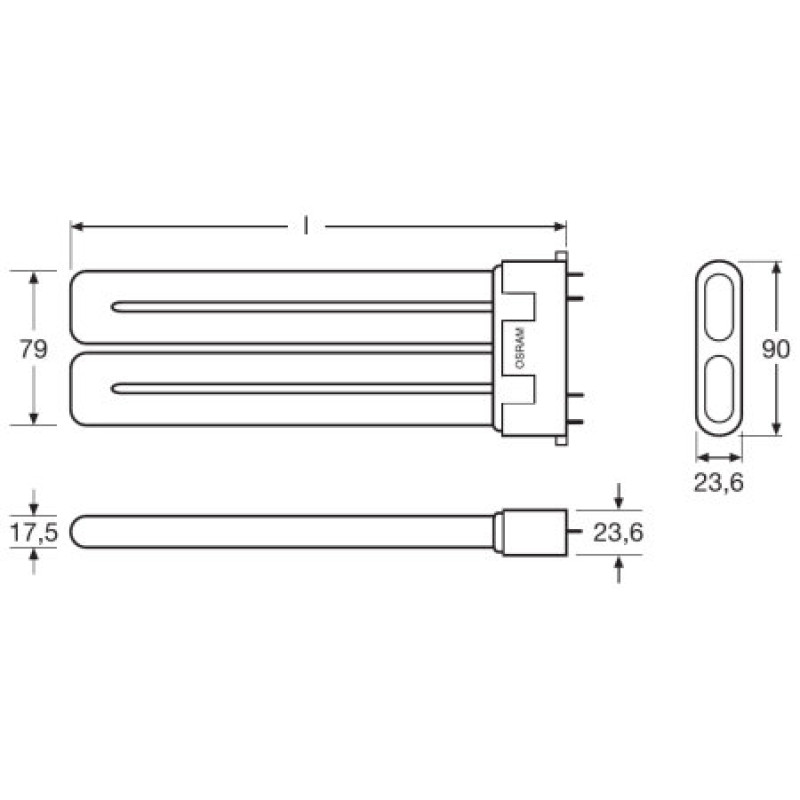 Лампа люминесцентная компактная 24W 87V 1700lm 4000K 2G10 170x16.3mm U-образная [4050300333588] OSRAM DULUX F