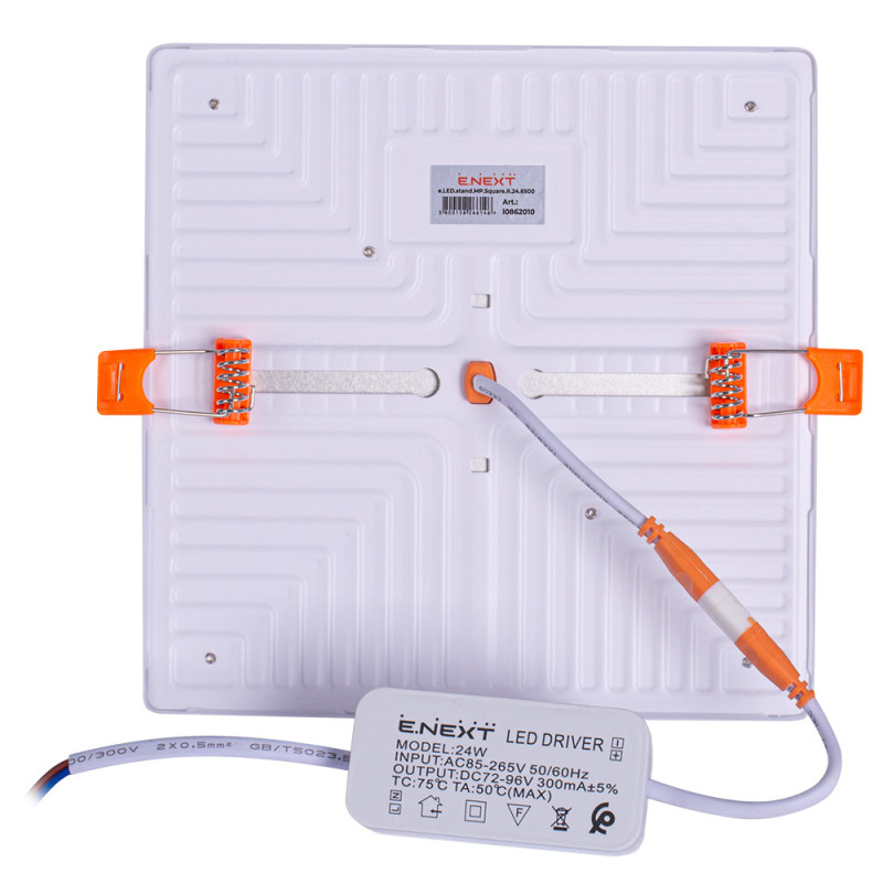 Вбудований LED світильник 24W 230V 2160lm 6500K 170x170x20mm IP20 білий [l0862010] E.NEXT e.LED.stand.MP.Square.R.24.6500