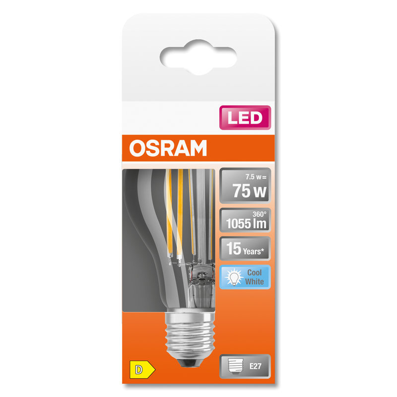 Лампа светодиодная 7.5W 220V 1055lm 4000К E27 60х105mm груша [4058075112445] led star cl OSRAM