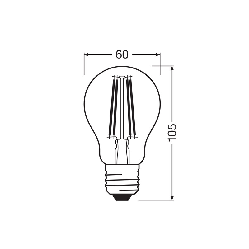 Лампа філаментна 5,9W 230V 806lm 2700K E27 60x105mm груша [4099854467912] CL A60 Osram