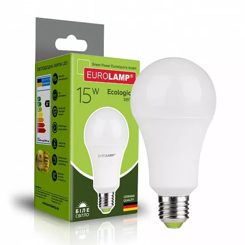 Лампа светодиодная 15W 220V 1380lm 4000K Е27 70х138mm груша [4260484998200] LED-A70-15274(P) EUROLAMP