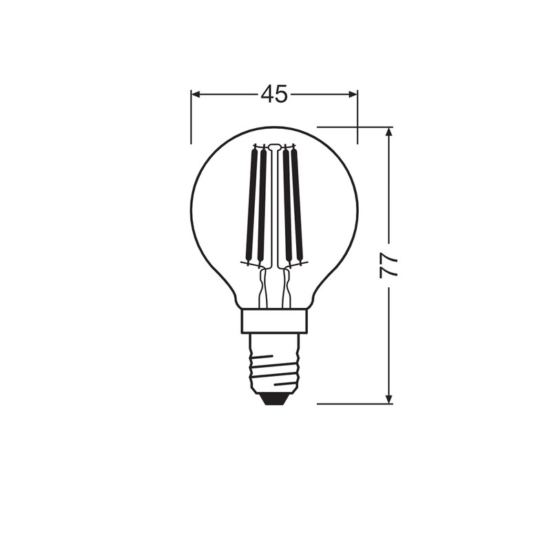 Лампа LED филаментная 4.2W 230V 470lm 2700K E14 45x78mm DIM шар [4099854065750] LEDVANCE LED CL P40