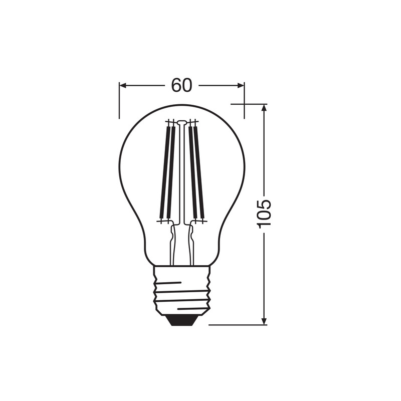 Лампа филаментная 5,9W 230V 806lm 2700K E27 DIM 60x105mm груша [4099854465055] LED CL A60 FIL OSRAM