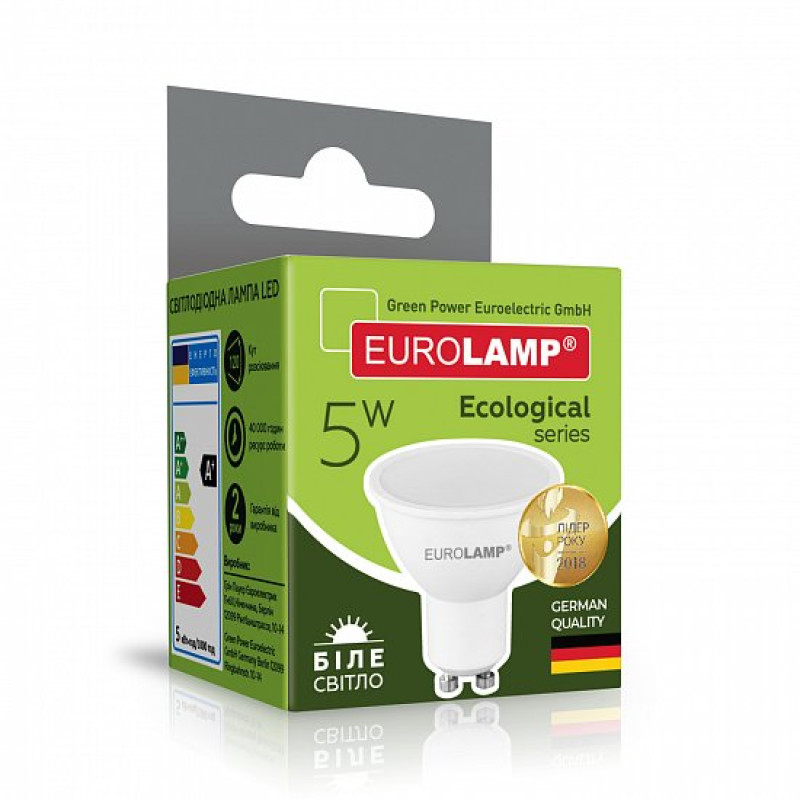 Лампа світлодіодна 5W 220V 440lm 4000K GU10 50х54mm рефлекторна [4260484996435] LED-SMD-05104(P) EUROLAMP