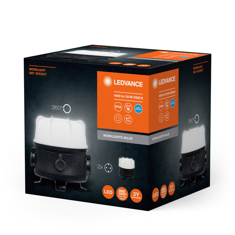 Прожектор LED 30W 220V 3700lm 6500K IP54 222x227x220mm [4058075834040] Ledvance Worklight Val