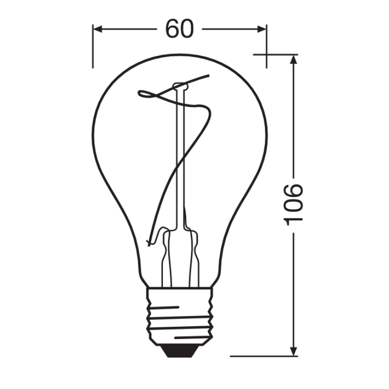 Лампа светодиодная винтажная 3.4W 220V 100lm 1800К E27 60x105mm филаментная [4058075760912] OSRAM vintage