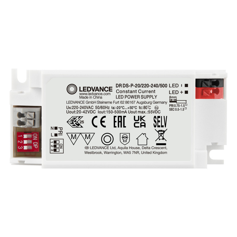 LED драйвер 10x1 20W 220-240V выходная 20-42V 500mA IP20 [4099854077050] Ledvance DR DS-P