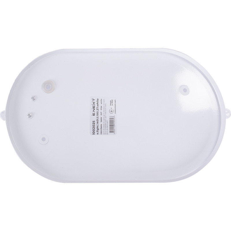 Світильник 60W 230V E27 IP54 овальний 213х100х107mm білий [l002008] E.NEXT e.light.1401.1.60.27.white
