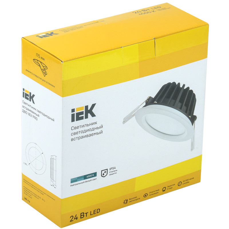 Світильник LED ДВО 1821 PRO біле коло 24Вт 4000K IP54 IEK