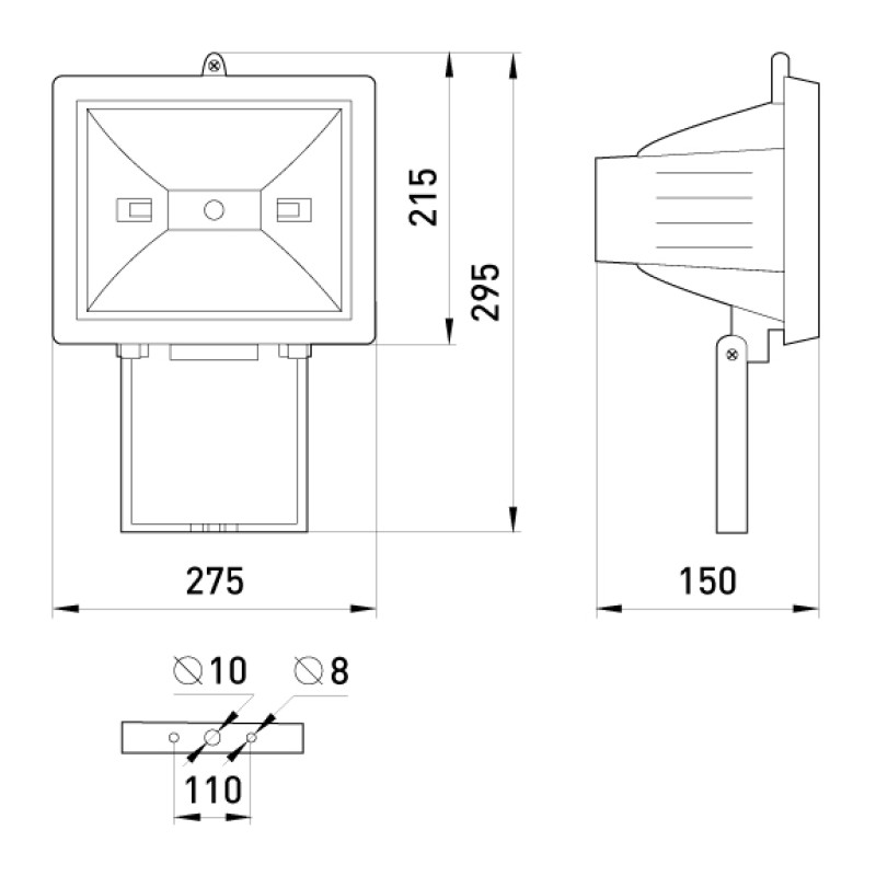 Прожектор галогенный 1000W 220V R7s IP54 270x131x220mm черный [l003006] E.NEXT e.halogen.1000.black