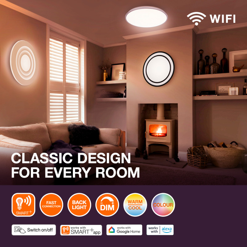 SMART светильник потолочный 28W 230V 1400lm 3000-6500K RGB WIFI 350x90mm [4099854473104] Osram Orbis