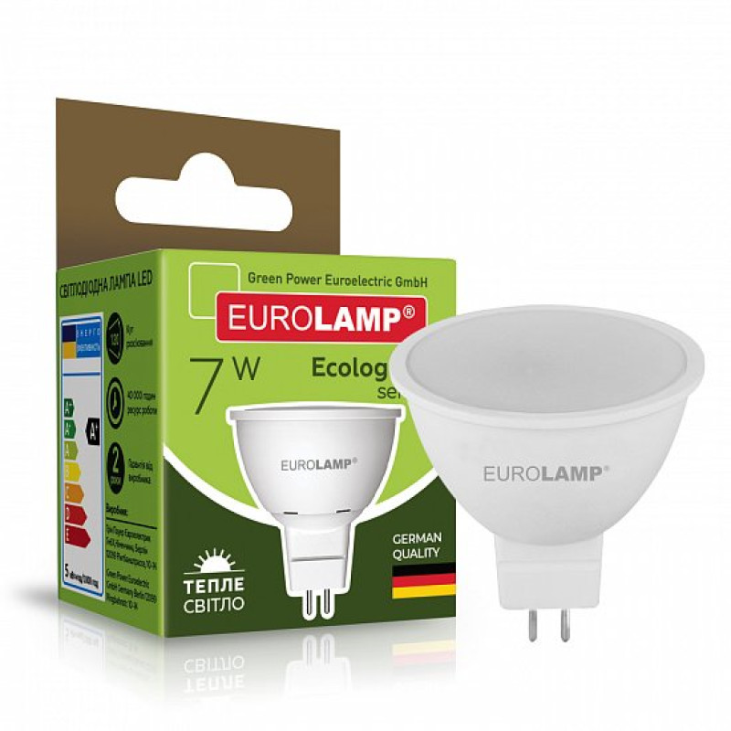 Лампа светодиодная 7W 220V 570lm 3000K GU5.3 50х54mm рефлекторная [4260484996572] LED-SMD-07533(P) EUROLAMP