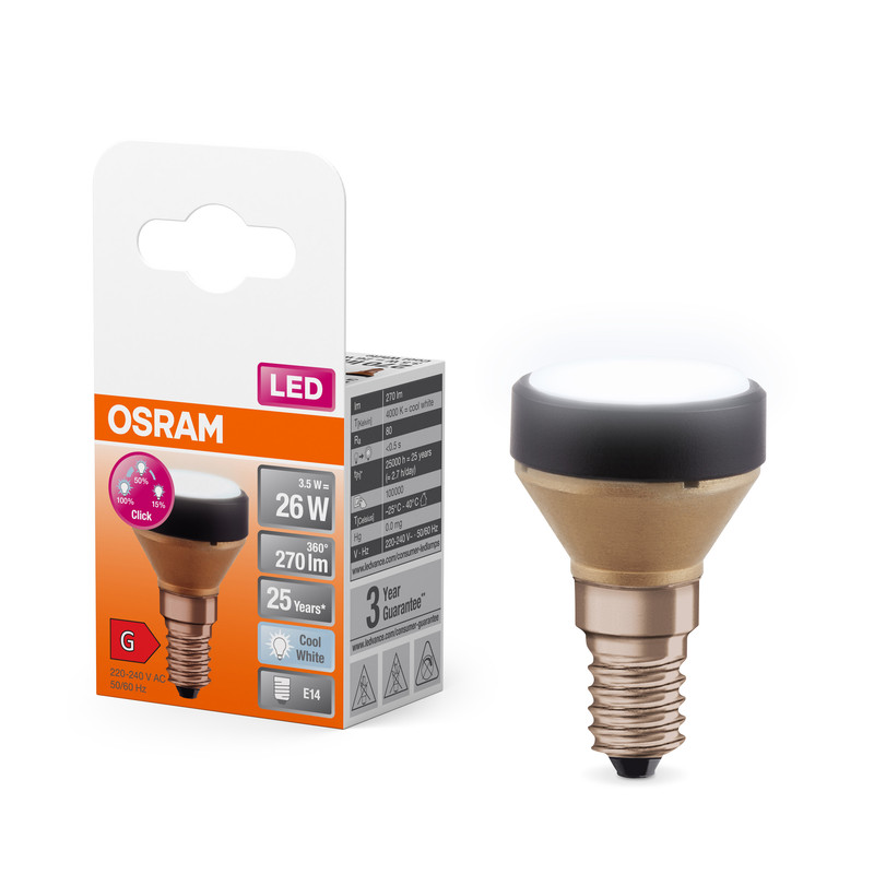 Лампа світлодіодна 3.5W 220V 270lm 4000K E14 35x54mm плоска [4099854356865] OSRAM LED FLAT 26