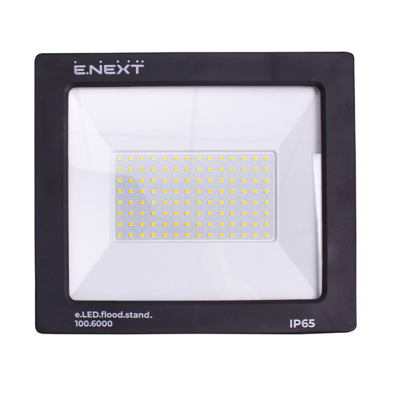 Прожектор LED 100W 220V 8000lm 6000K IP65 249x30x219mm [l0790005] E.NEXT e.LED.flood.stand.100.6000
