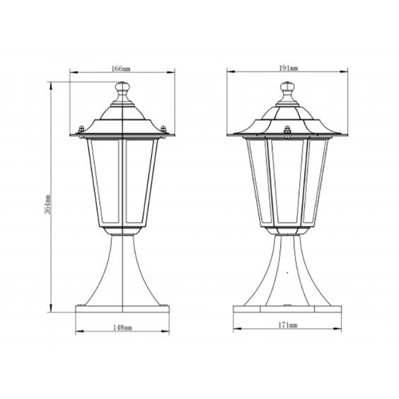 Світильник 60W 220V IP44 364х166mm [4058075537309] Ledvance ECO LANTERN CLAS ALU 360