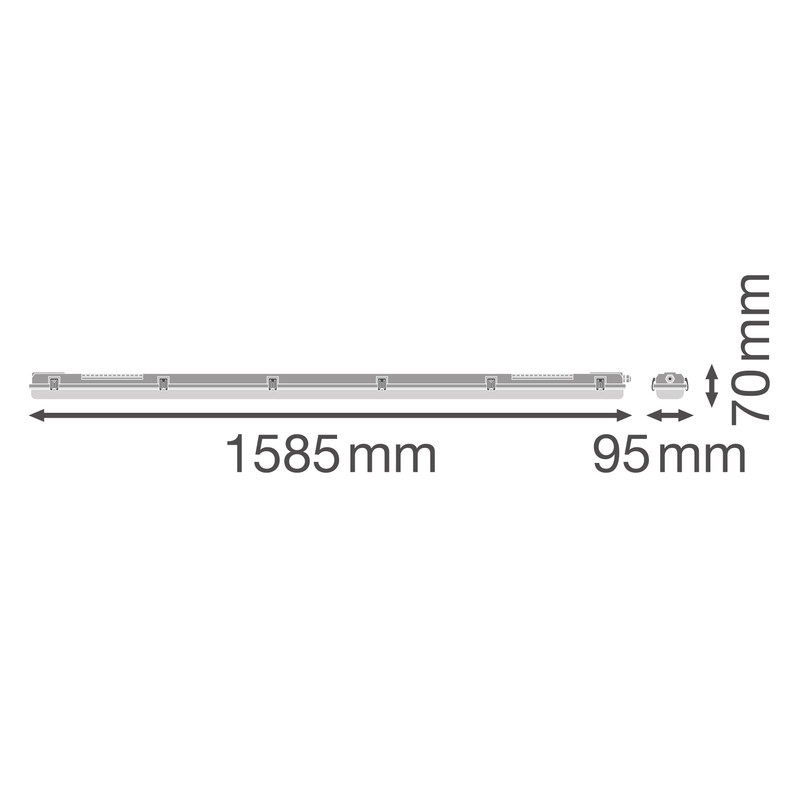 Світильник LED лінійний 220V 2xG13 1565x130x92mm IP65 [4099854118210] Ledvance DP Housing
