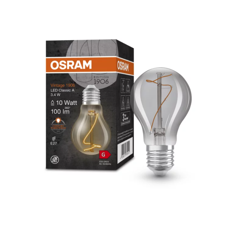 Лампа светодиодная винтажная 3.4W 220V 100lm 1800К E27 60x105mm филаментная [4058075760912] OSRAM vintage