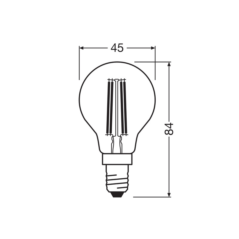 Лампа LED 3,4W 230V 470lm 2700K E14 45x84mm груша [4099854468339] Osram CL P40 Filament