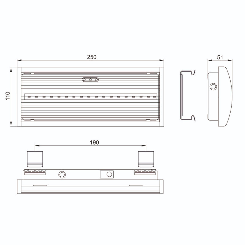 LED Светильник аварийный 3,5W 230V 150lm 6500K 1час NiCd 250x51x110mm IP54 [LDPA0-5040-1H-K01] УЕК ДПА 5040-1