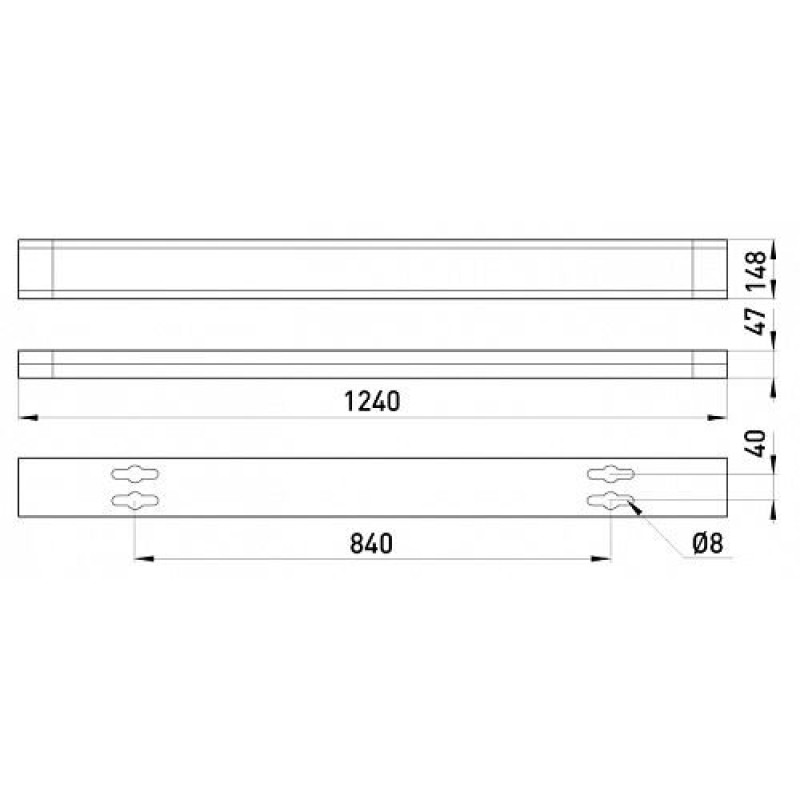 Світильник люмінесцентний лінійний 72W 220V 2xG13/T8 1240x148x47mm IP20 ЕПРА [l001024] E.NEXT e.lum.99004.2.40