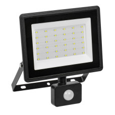 Прожектор LED 50W 230V 4000lm 6500K IP54 45x230x210mm с датчиком движения черный [LPDO602-50-65-K02] УЕК СДО 06-50Д