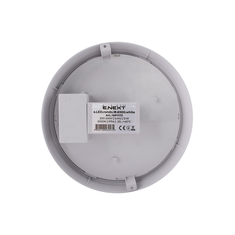 LED Світильник накладний 18W 230V 1260lm 6500K 220x45mm IP54 [l0810113] E.NEXT e.LED.rondo.18.6500.white