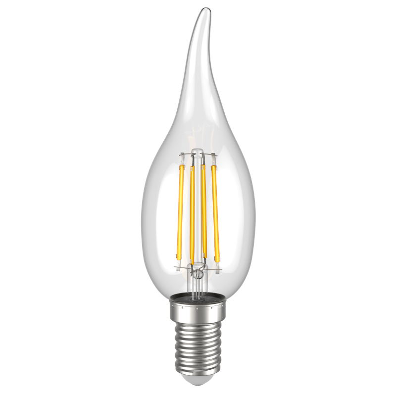 Лампа світлодіодна філаментна 5W 220V 600lm 3000К E14 35х123mm свічка [LLF-CB35-5-230-30-E14-CL] C35