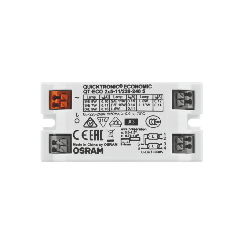 2x5-11 ЕПРА для люмінесцентних ламп 220-240V IP20 [4050300821504] QT-ECO Osram