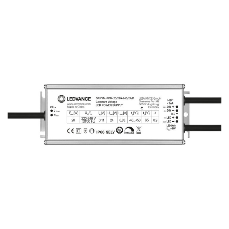 LED драйвер 10x1 20W 220-240V выходная 24V 830mA DIM IP66 [4058075239951] DR DIM-PFM Osram