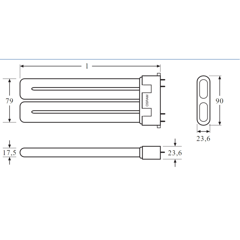 Лампа люминесцентная компактная 24W 87V 1700lm 3000K 2G10 170x16.3mm U-образная [4050300333601] OSRAM DULUX F