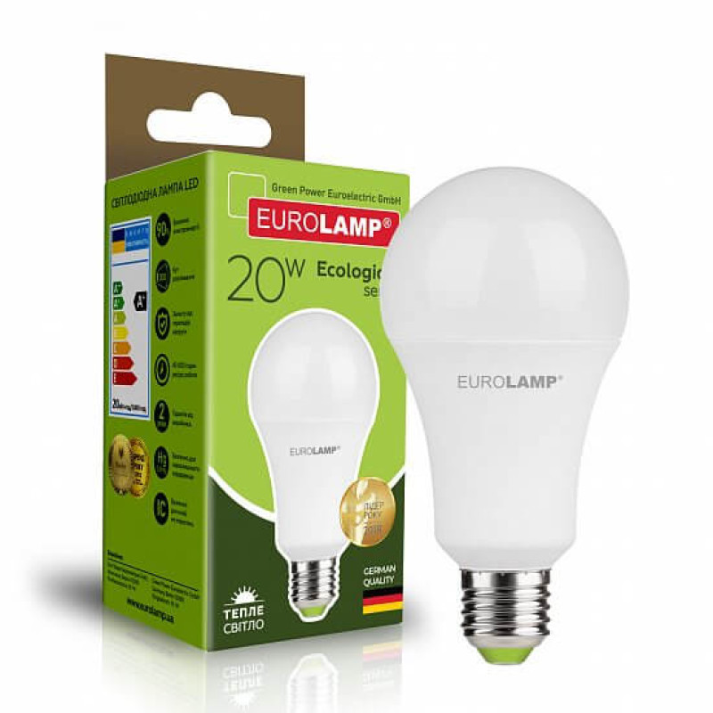 Лампа светодиодная 20W 220V 1600lm 3000K Е27 67х143mm груша [4260484998217] LED-A75-20272(P) EUROLAMP
