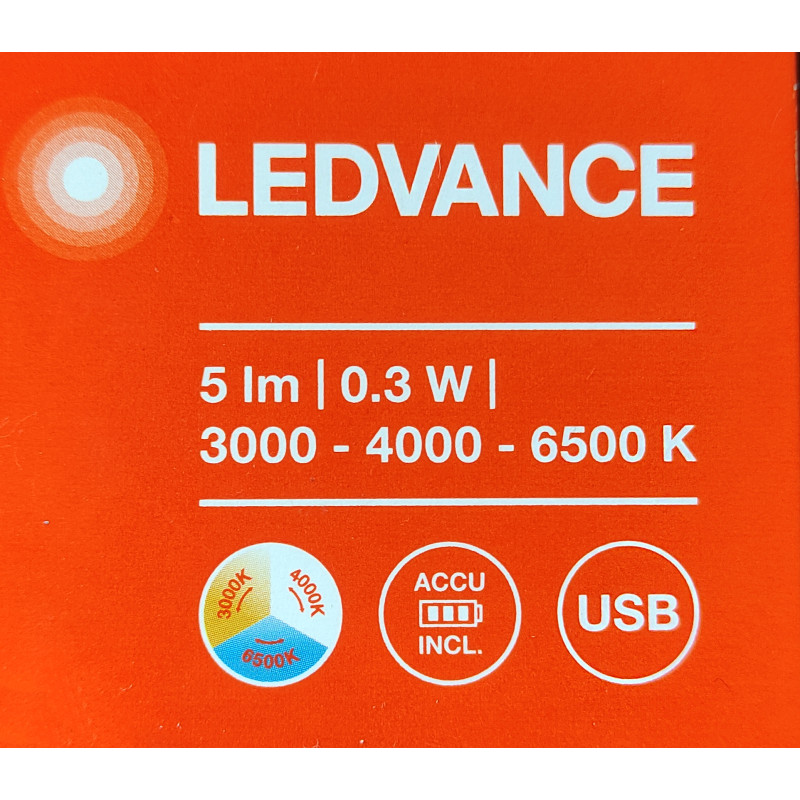 Нічник 0.30W 5V 5lm 3000-6500K 1000mAh 90x96.1x48.4mm [4058075757721] Ledvance NIGHTLUX CLOCK на акумуляторі