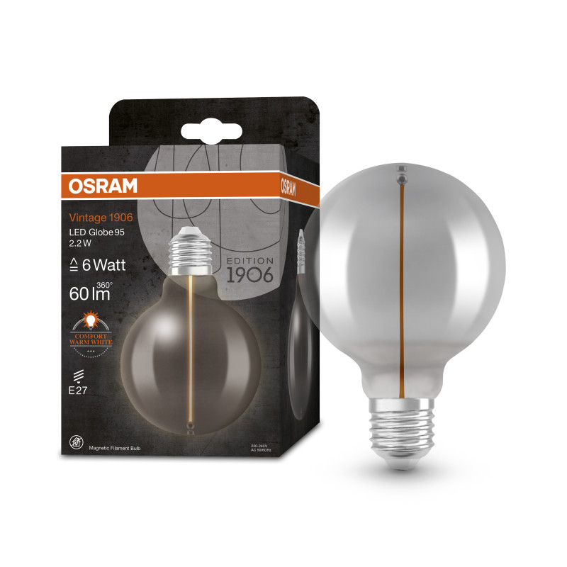 Лампа світлодіодна 2.2W 220V 60lm 1800K E27 95x138mm філаментна [4099854049958] OSRAM Vintage 1906 LED CLASSIC A