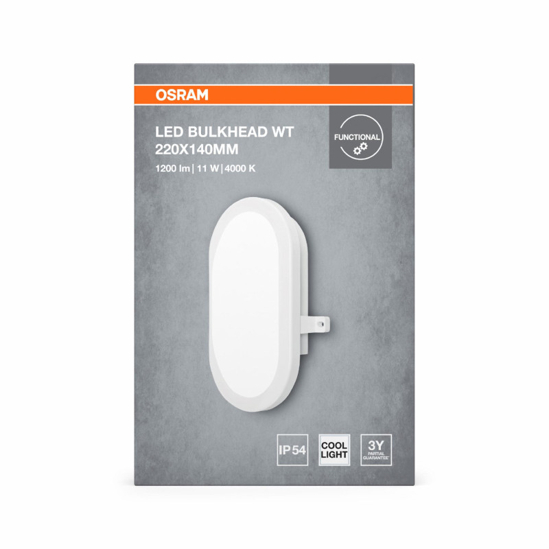 Светильник 11W 230V 840lm 4000K IP54 216х79х143mm [4099854428654] Osram LED BULKHEAD