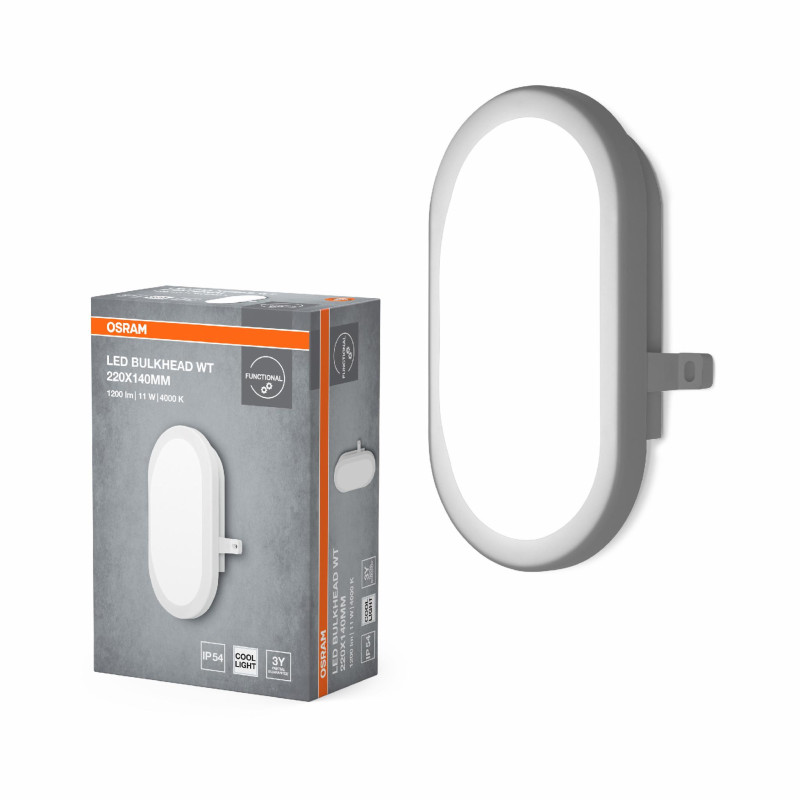 Светильник 11W 230V 840lm 4000K IP54 216х79х143mm [4099854428654] Osram LED BULKHEAD