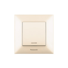 Выключатель одноклавишный с подсветкой Arkedia Slim с рамкой ABS кремовий [WNTC00022BG-UA1] Panasonic