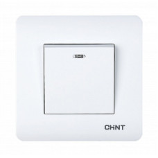 Выключатель 1-клавишный проходной с подсветкой серебряный [715384] NEW3 CHINT