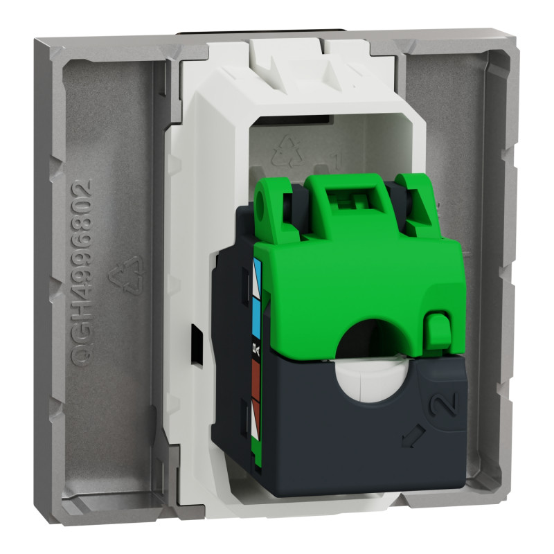 Розетка компьютерная RJ45 категория 5UTP 2 модули алюминий [NU341130] ABS-UV Unica New Шнейдер Электрик