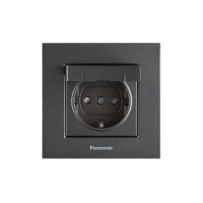 Розетка с заземлением Karre Plus 55 с защитными шторками и крышкой дымчатая ABS пластик [WDTC92102DG-UA1] Panasonic