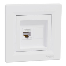 Розетка компьютерная с рамкой RJ45 UTP кат.5Е Asfora белая ABS [EPH4300121] Шнейдер Электрик