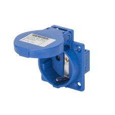 Силовая розетка 2P+PE 16А 230В встраиваемая 10° Schuko IP54 синяя [GW62393] Gewiss