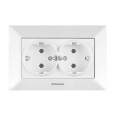 Розетка двойная с заземлением Arkedia Slim белая ABS [WNTC02052WH-UA1] Panasonic