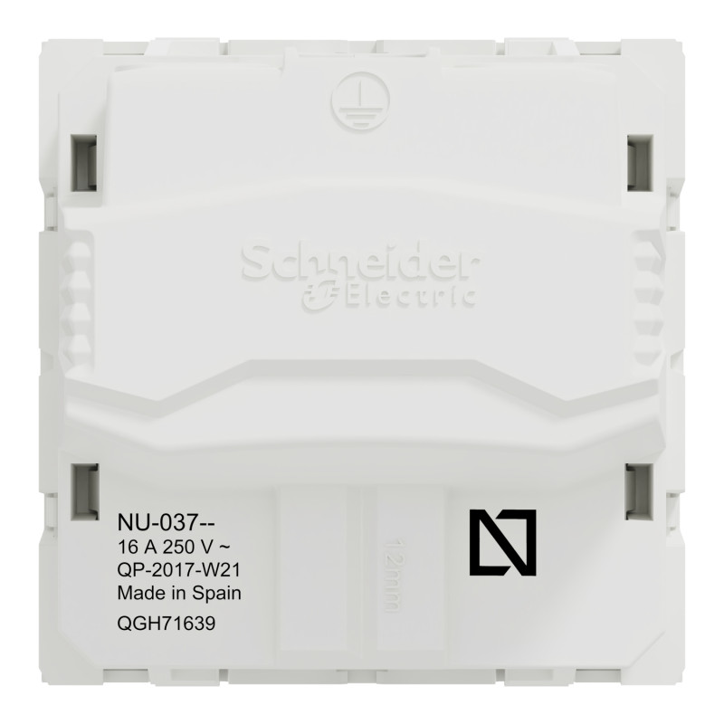Розетка с з/к и шторками 16А Белый 45х45х50mm PC [NU303718] Unica New Schneider Electric