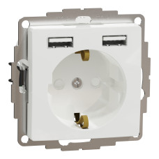Розетка с заземлением + 2USB тип А белая [SDD111052] PC Sedna Design&Element Шнейдер Электрик
