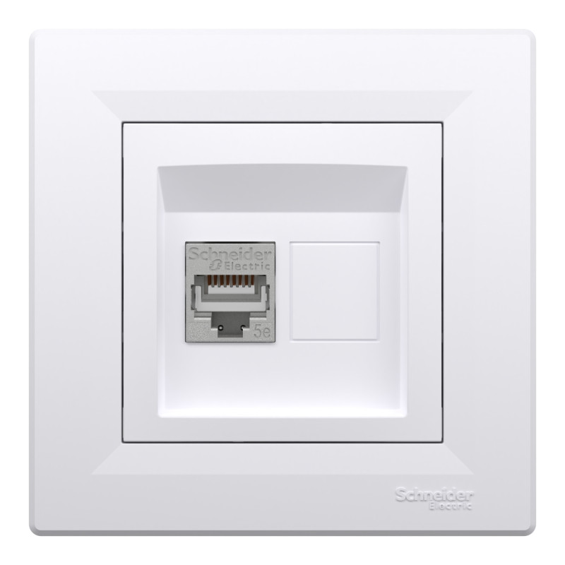 Розетка компьютерная с рамкой RJ45 STP кат.5Е Asfora белая ABS [EPH5000121] Шнейдер Электрик