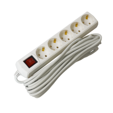 Удлинитель с выключателем 7м 5 гнезд 2Р+PЕ IP20 [WYP10-10-05-07-GS-G-U] ECO UEC